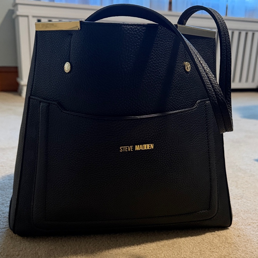 Steve Madden Black Leather Tote